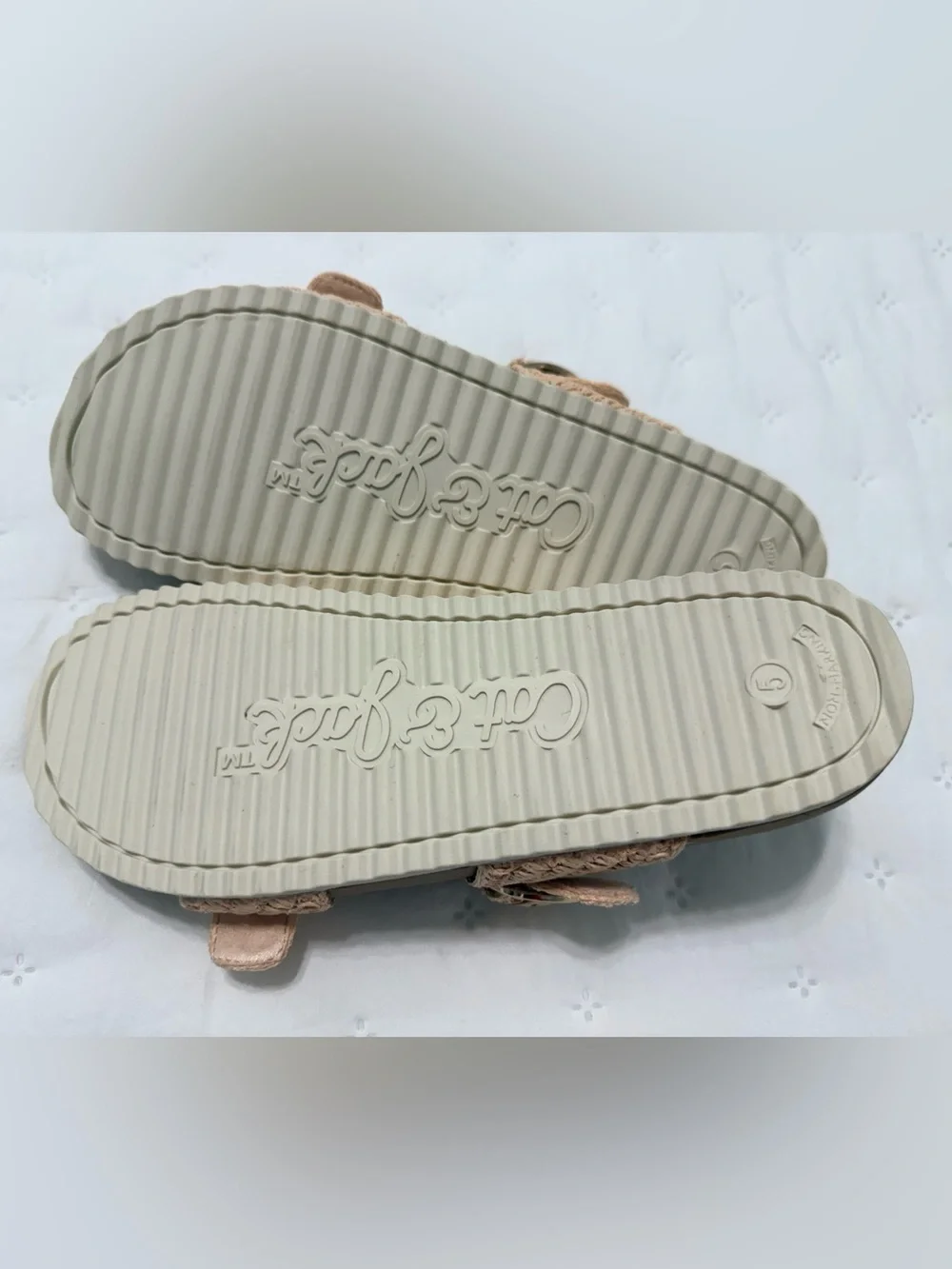 NWT- Girls Double-Buckle Sandals - Silver Glitter and Tan (2 pair)